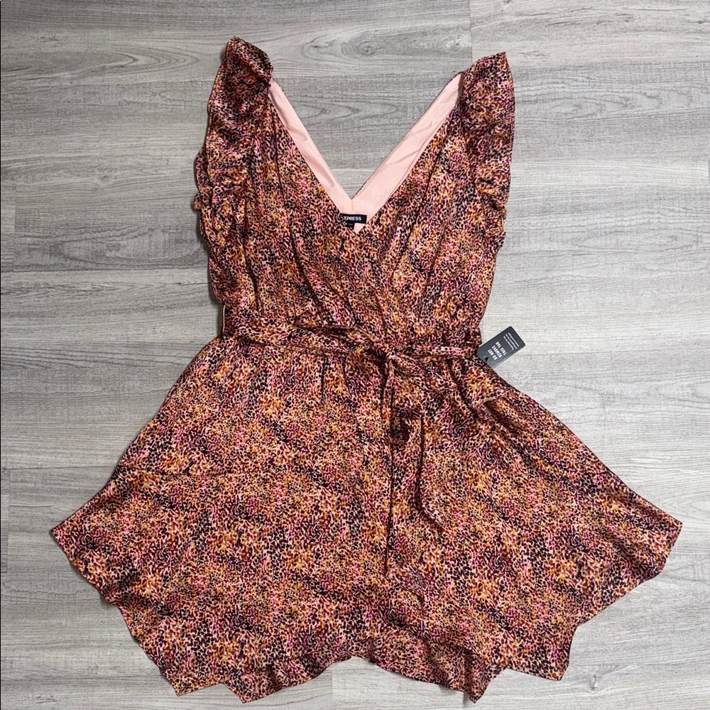 Express Multicolor Mini Dress with Ruffle Sleeves - Picture 4 of 7